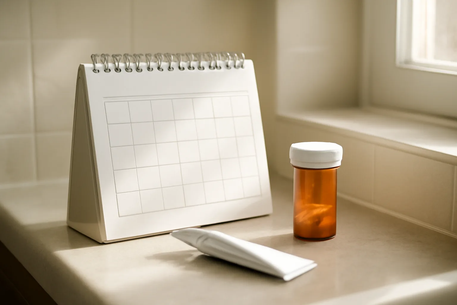 Prescription bottle and gel tube on a counter representing a dapsone treatment timeline