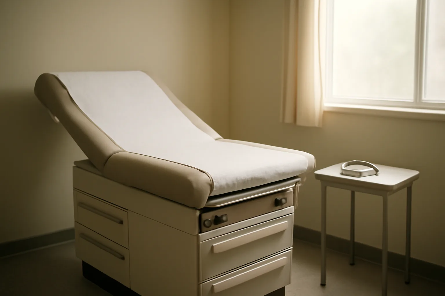 Empty prenatal exam room representing a doctor conversation about dapsone and pregnancy